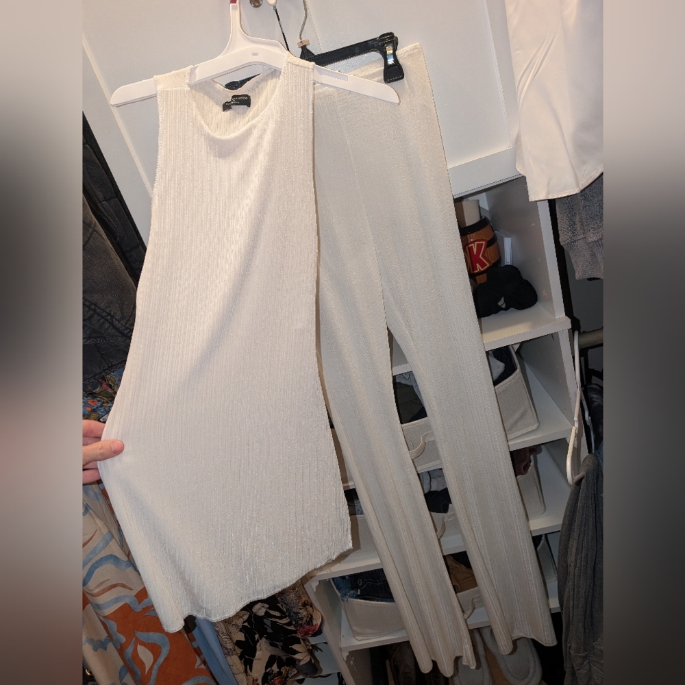 Naked Wardrobe Cream Ribbed Outfit (sheer)